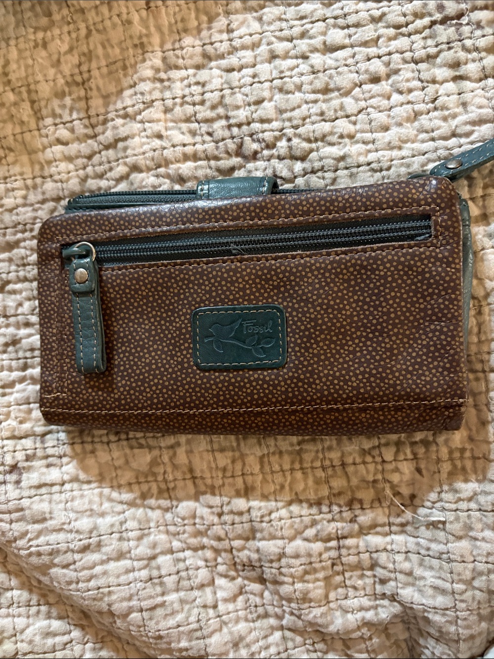 Fossil Teal, Brown and Purple Bird-Print Peace and Love Wallet - Picture 2 of 6